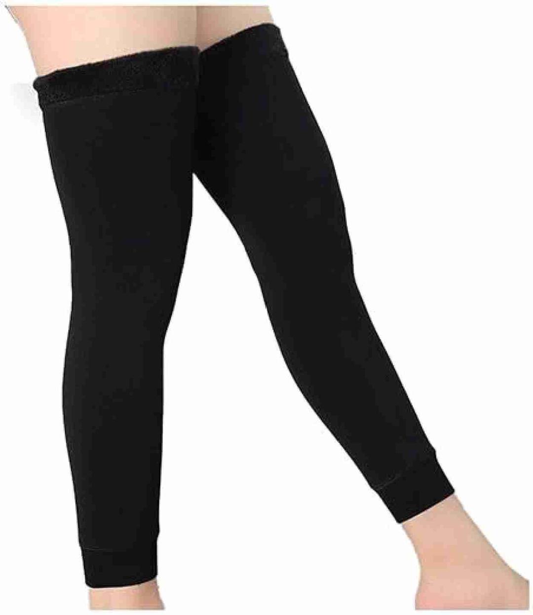 Cozy Black Cotton Knee Warmers for Unisex - 1 Pc