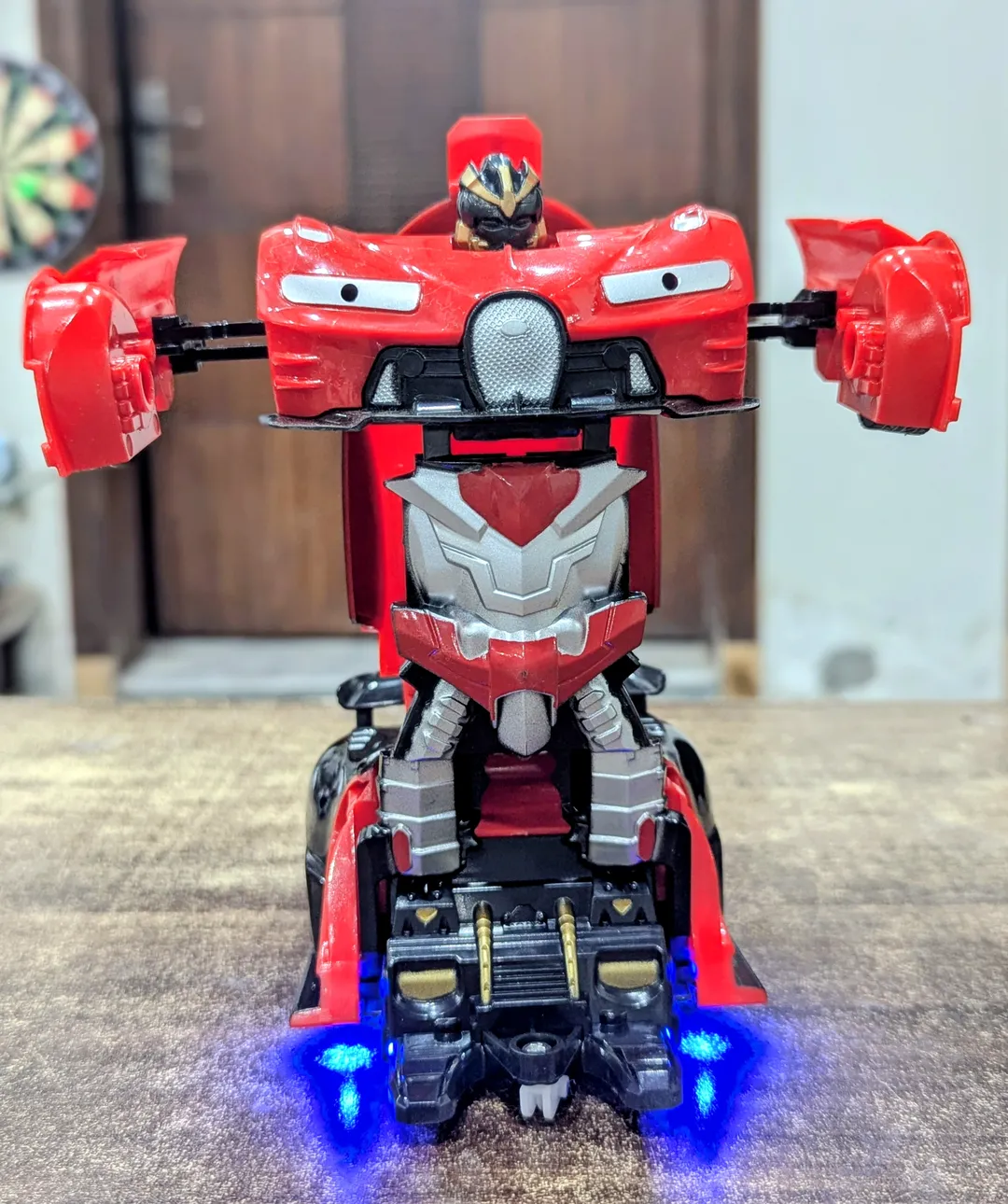 AUTOBOTS 1:18 SCALE RC TRANSFORMER CAR — ONE-KEY DEFORM ROBOT WITH LED LIGHTS & REMOTE CONTROL