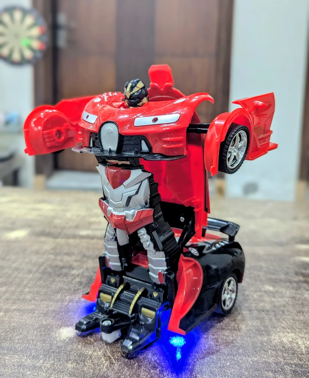 AUTOBOTS 1:18 SCALE RC TRANSFORMER CAR — ONE-KEY DEFORM ROBOT WITH LED LIGHTS & REMOTE CONTROL