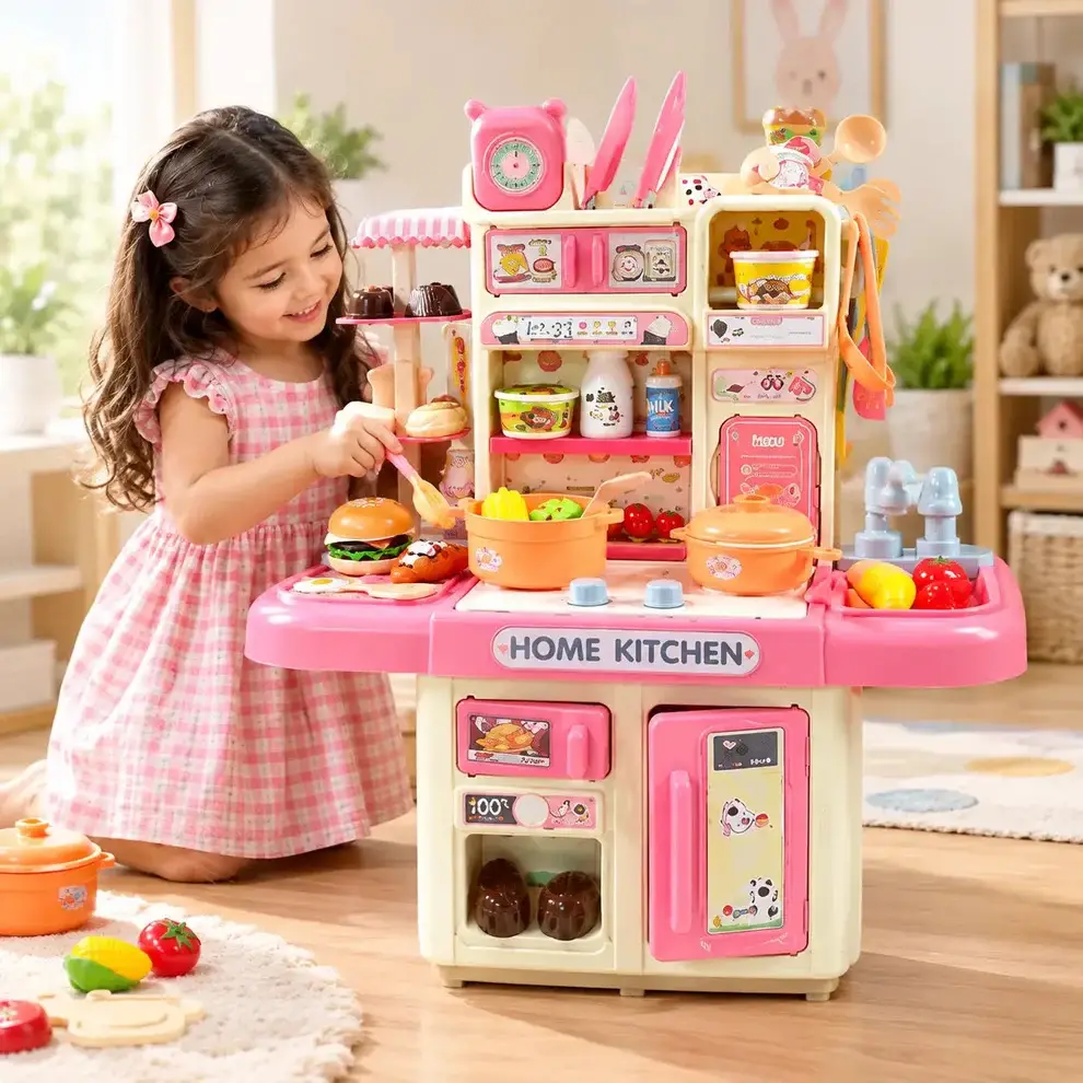 Inbealy | Kids DIY Dream Kitchen Playset with Lights & Steam