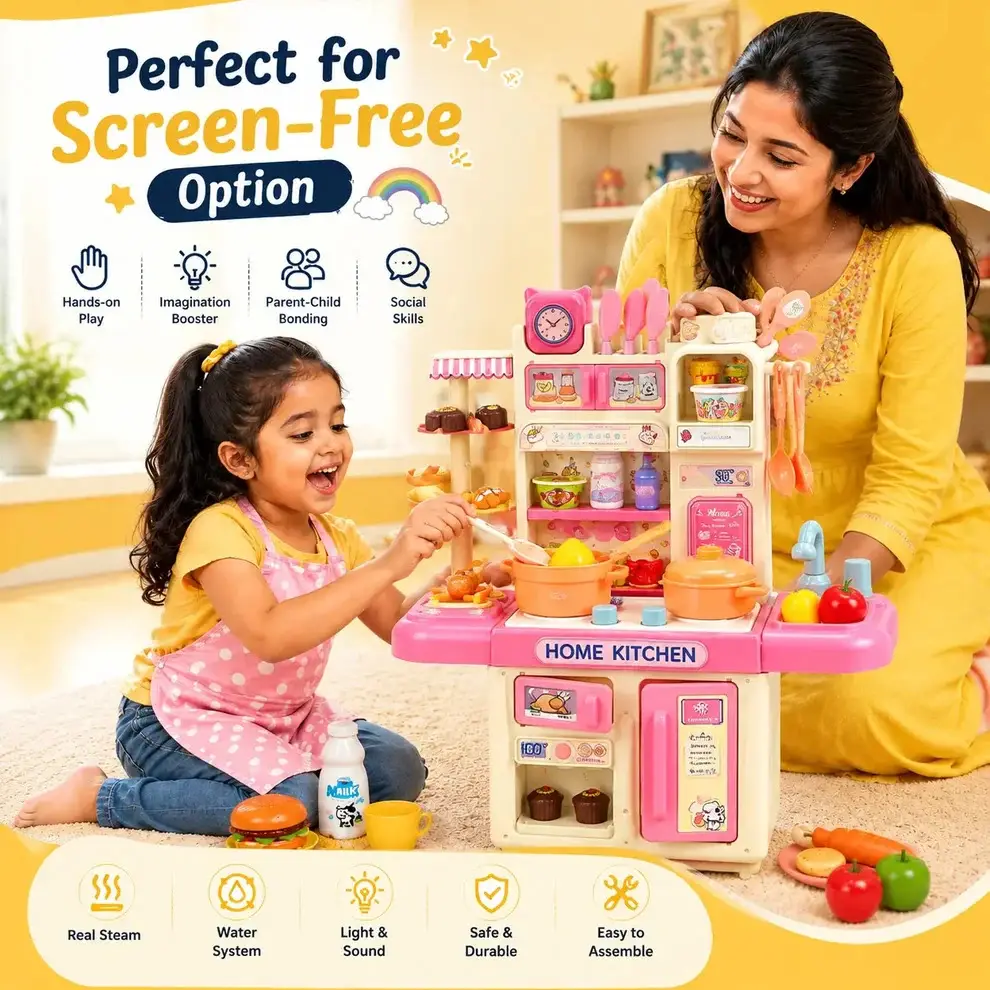 Inbealy | Kids DIY Dream Kitchen Playset with Lights & Steam