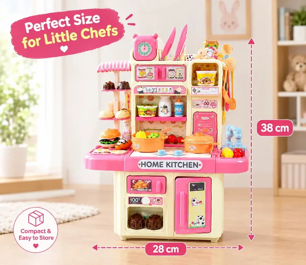 Inbealy | Kids DIY Dream Kitchen Playset with Lights & Steam