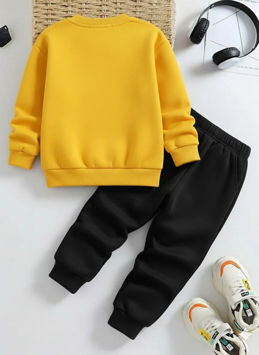 2 Pcs Boy's Fleece Printed Tracksuit