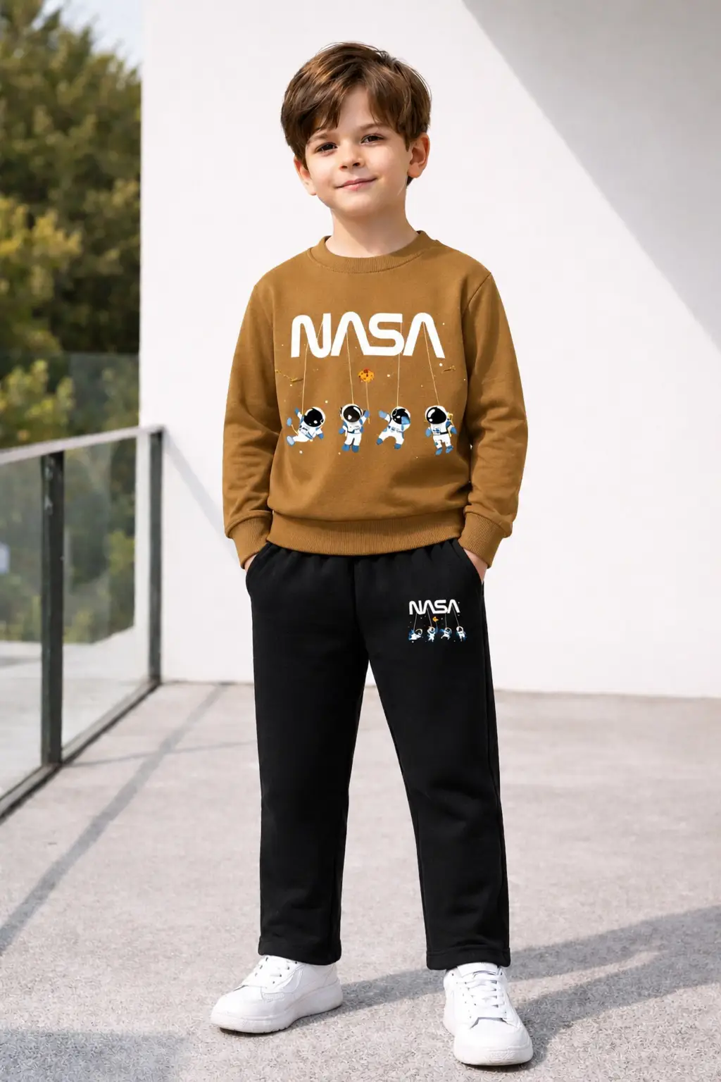 2 Pcs Girl's Fleece Printed Tracksuit
