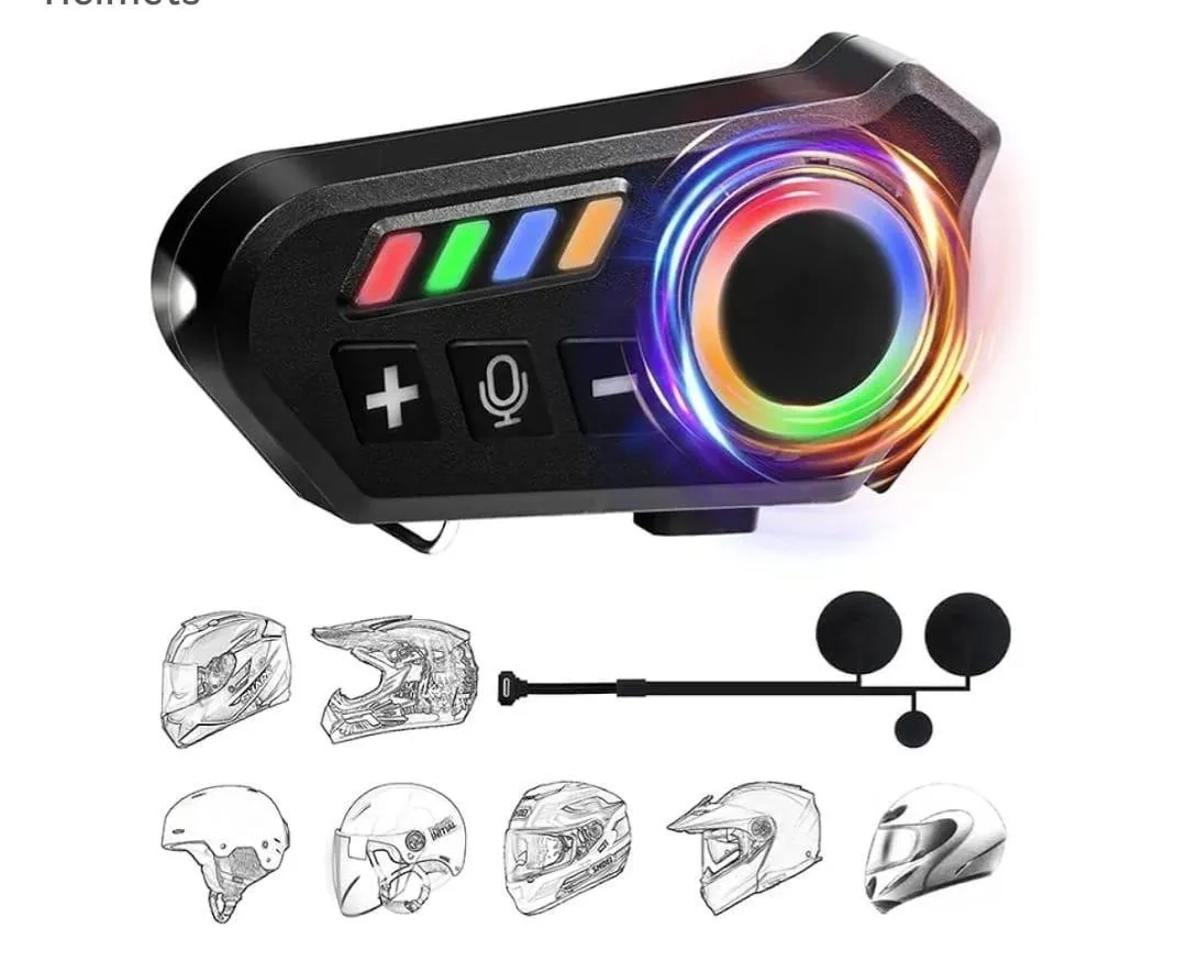 Wireless Helmet Earphones with RGB Light & GPS for Bikers in Pakistan