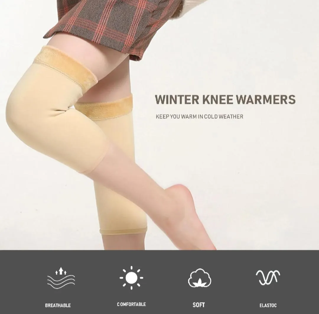Thermal Fleece Knee Warmers Black Beige Winter Warm Pakistan