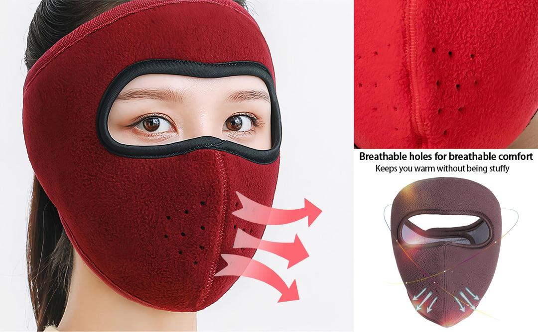 Weather Resistant Full Face Bike Mask Black Red Green