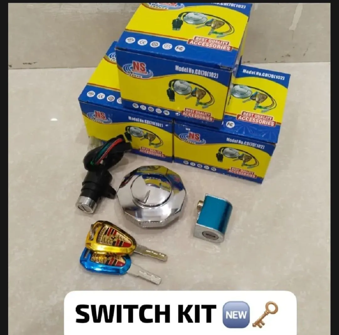 70cc Bike Key Switch Kit Golden Metal 3-Piece Set