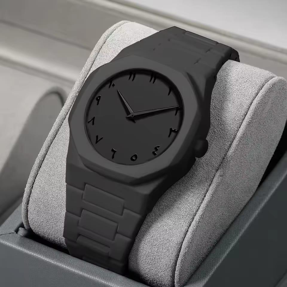 Black Carbon Fiber Men's Watch Quartz Matte Finish