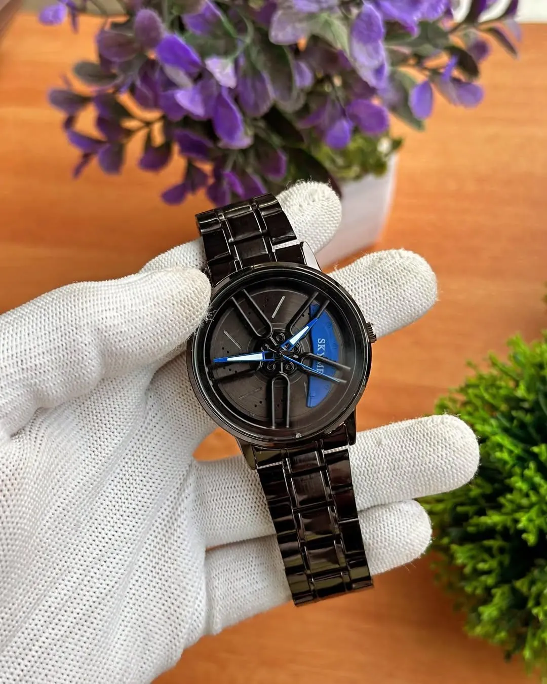 Stainless Steel Spinning Watch Blue Black Pakistan