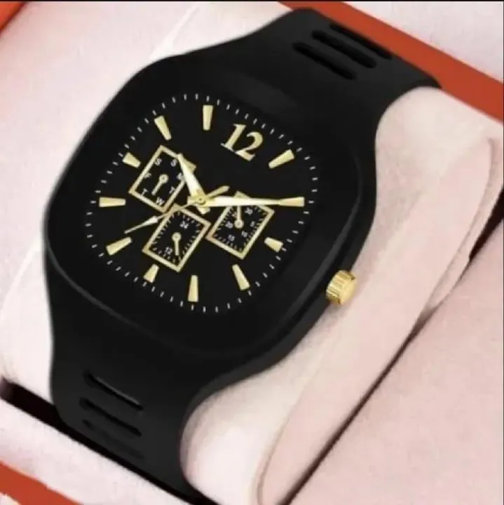 Men's Black Plastic Analogue Watch Lightweight Casual Wear