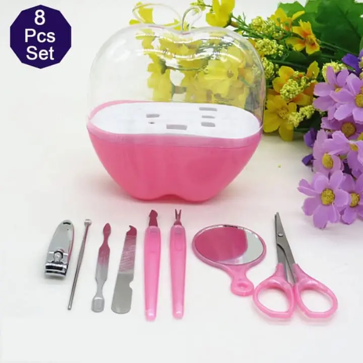 8 Pcs Pink Apple Style Mani Pedi Kit, Dead Skin Remover, 1 Kit