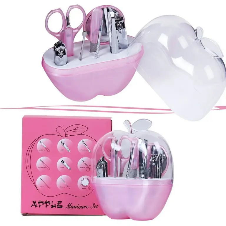 8 Pcs Pink Apple Style Mani Pedi Kit, Dead Skin Remover, 1 Kit