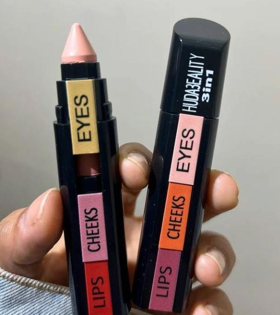3 in 1 Lipstick Set Red Pink Eye Makeup Travel Friendly