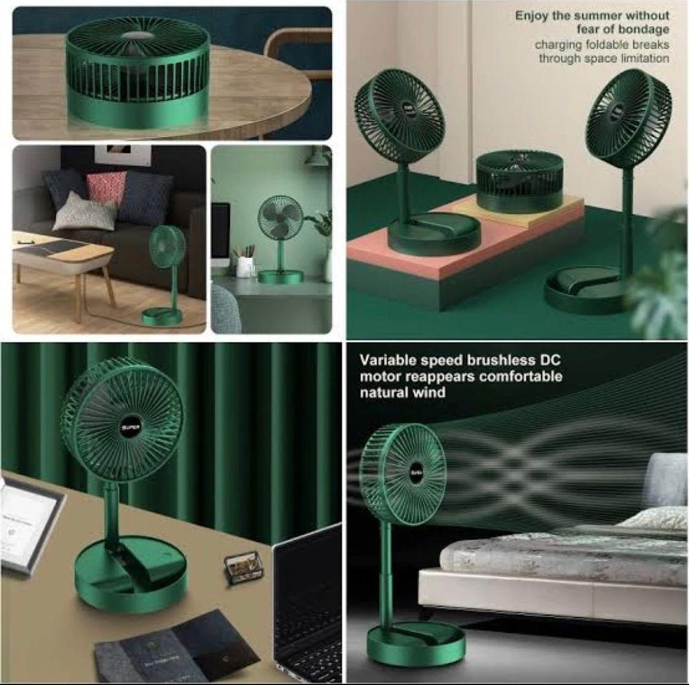 Green Foldable Rechargeable Fan for Hot Weather