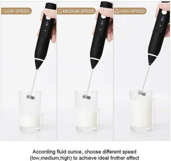 Black 2-in-1 Electric Coffee Whisk Frother