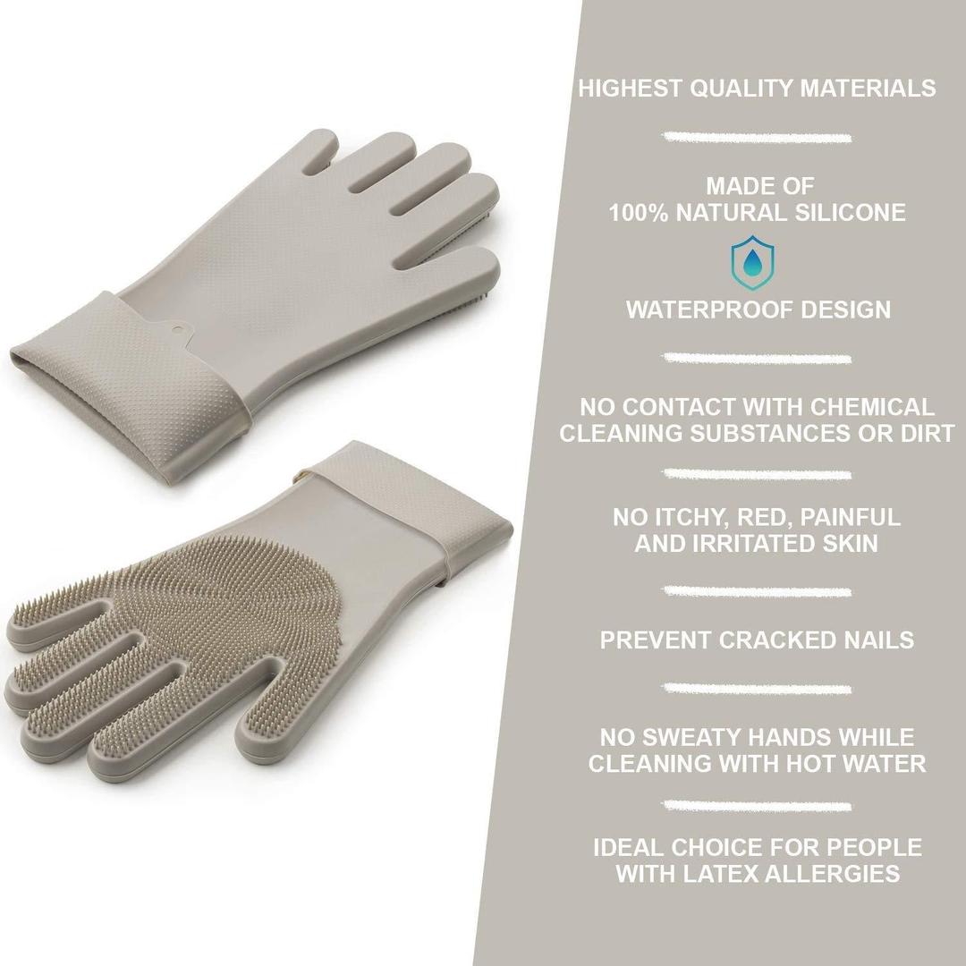 Non-Slip Silicone Dishwashing Gloves Grey Pakistan