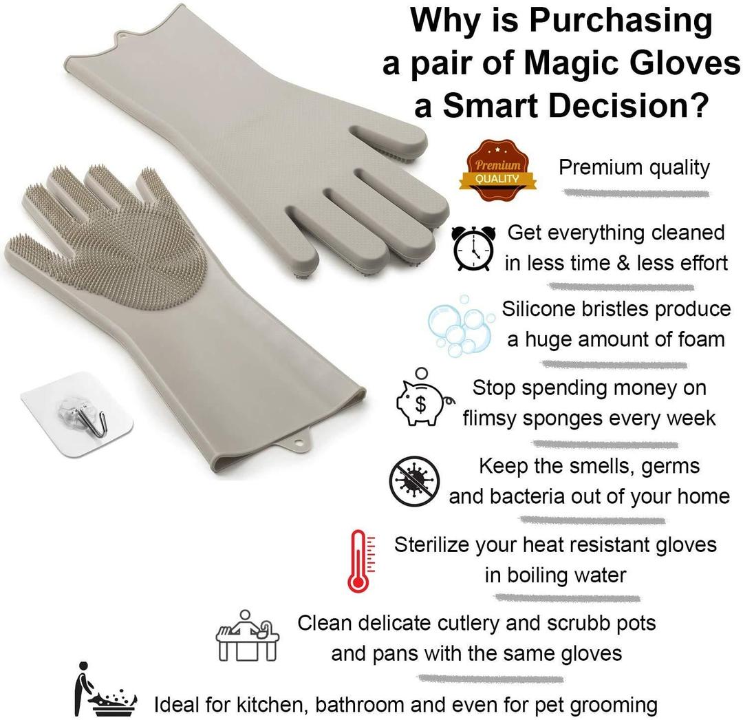 Non-Slip Silicone Dishwashing Gloves Grey Pakistan
