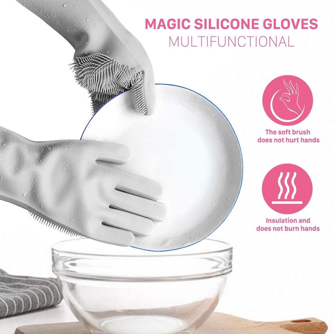 Non-Slip Silicone Dishwashing Gloves Grey Pakistan