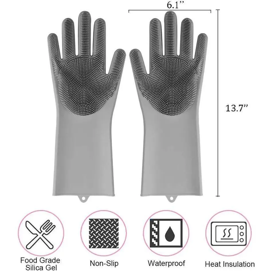 Silicone Dish Washing Gloves Multicolor Kitchen Cleaning