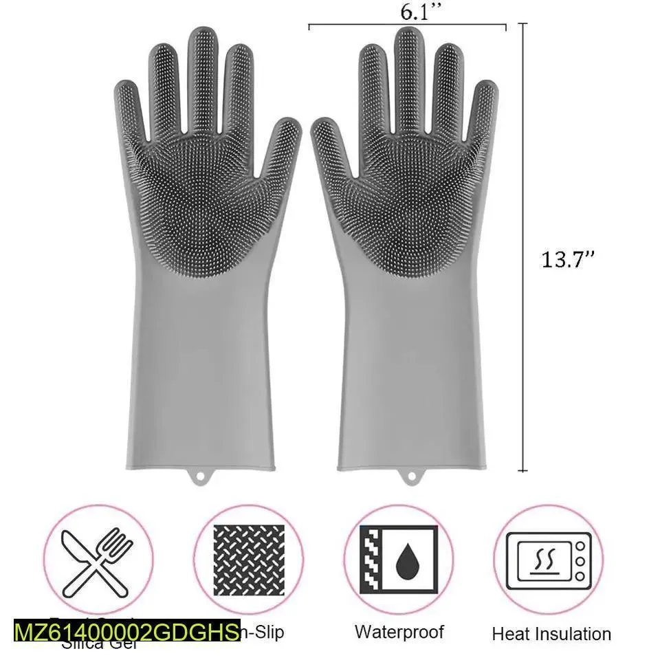 Silicone Dish Washing Gloves Multicolor Kitchen Cleaning