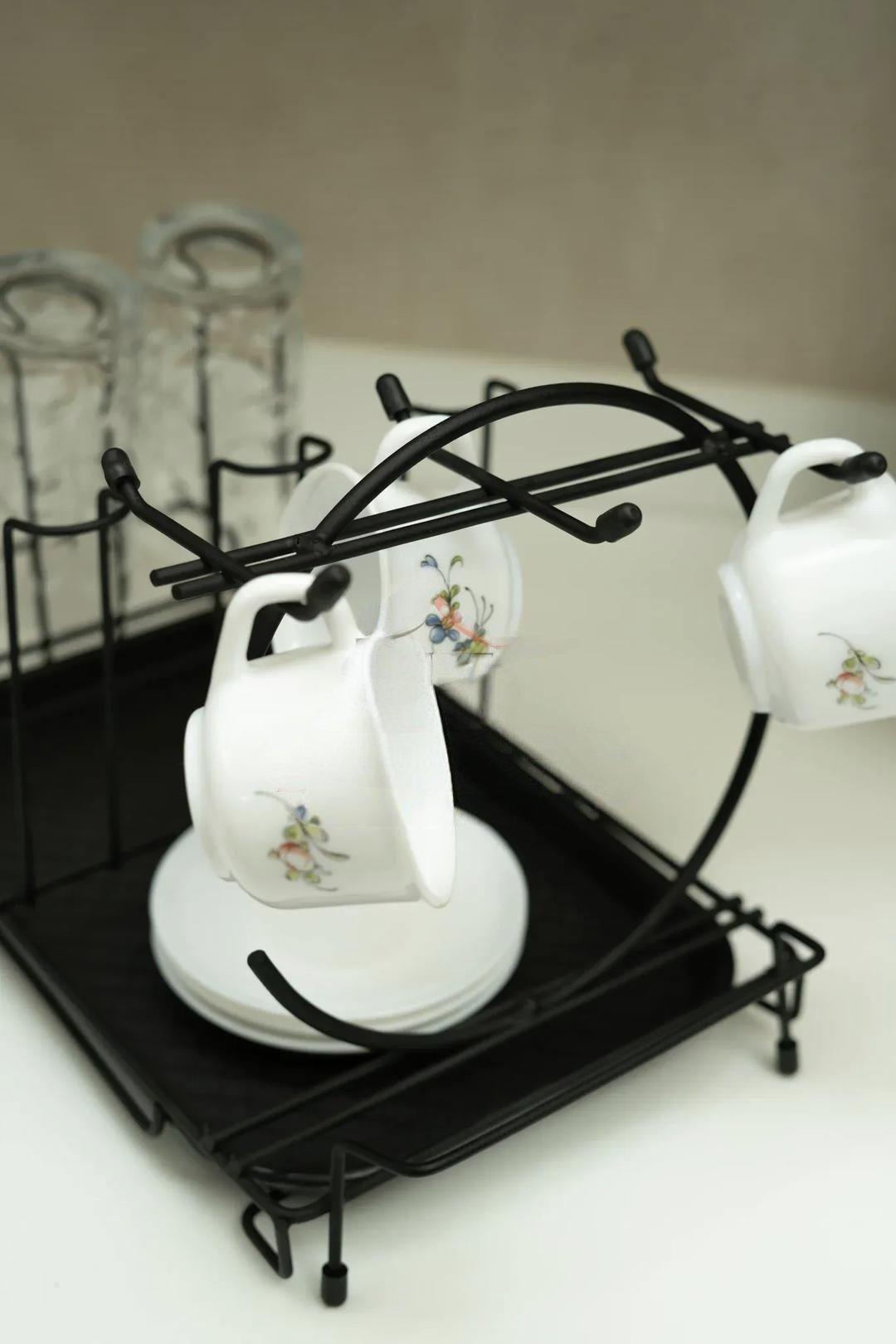 Black Stainless Steel Glass & Plate Drying Rack