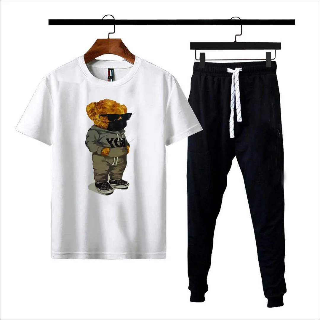 Men Graphic Sublimation Track Suit White 2Pcs Medium to XL