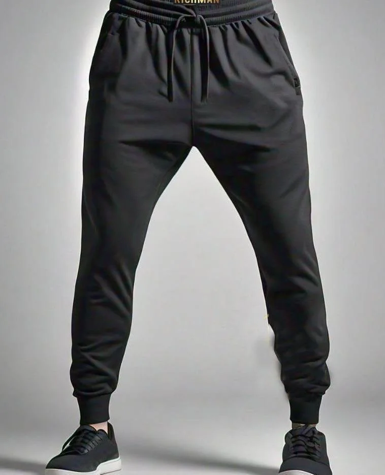 Men's Printed Polyester Track Suit - 2 Pcs Set in Black