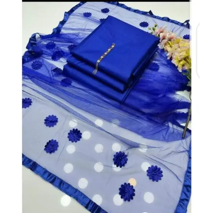 3 Pcs Women's Unstitched Plain Suit