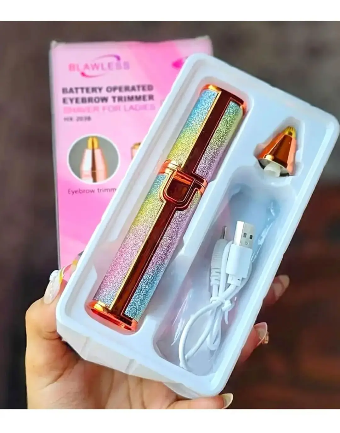 Pop-Up Trimmer, Wet, Dry Shave, Shave Sensor, Pivoting Head, Waterproof, Floating Head, Battery Indicator, Rechargeable, Portable, Hypoallergenic, High Efficiency Unisex Eyebrows Hair Trimmer