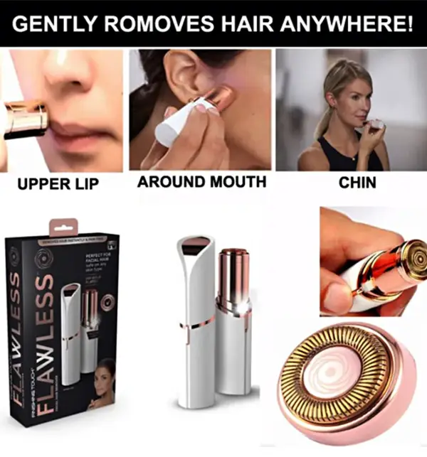 Flawless Trimmer , Dry Shave, Wet, Cordless, Rechargeable, Self-Sharpening, Pop-Up Trimmer Women's Eyebrows Hair Trimmer
