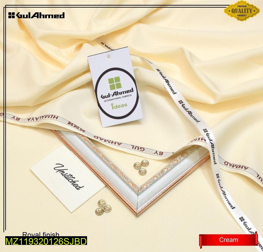 Cream Unstitched Suit for Men Royal Finish Wash n Wear