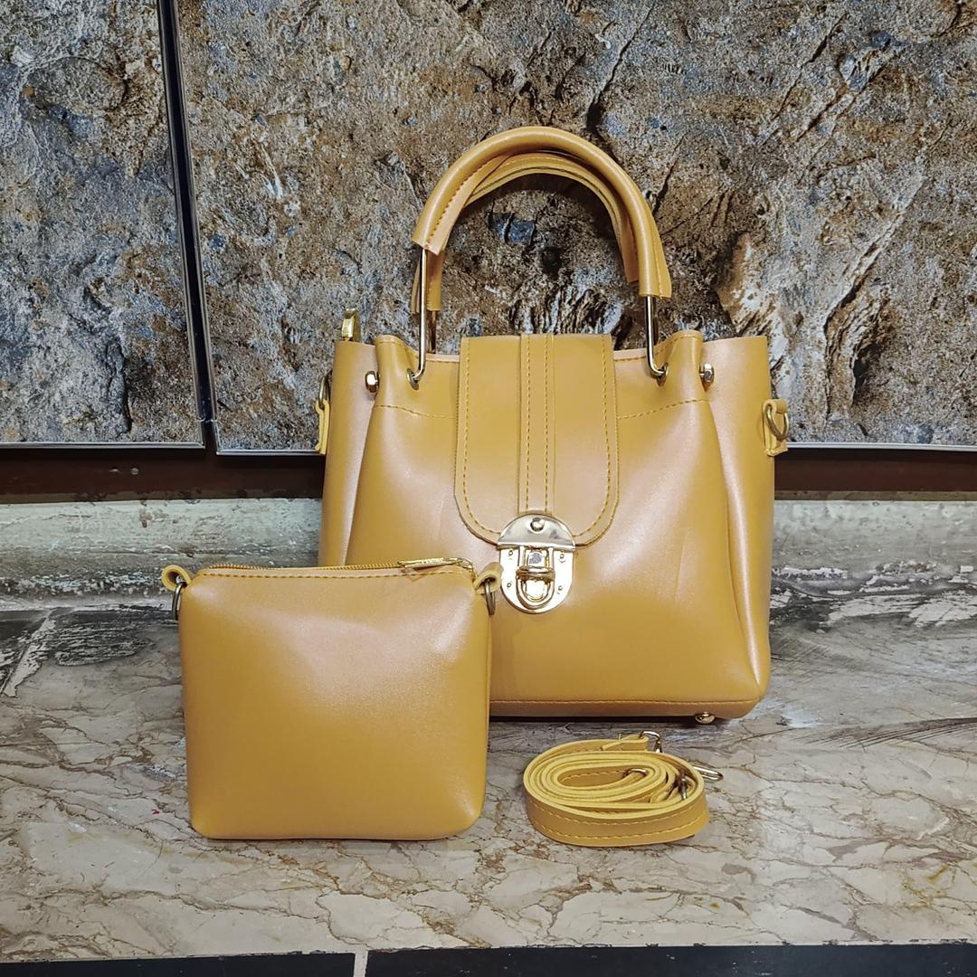 Mustard PU Leather Crossbody Bag Set for Women