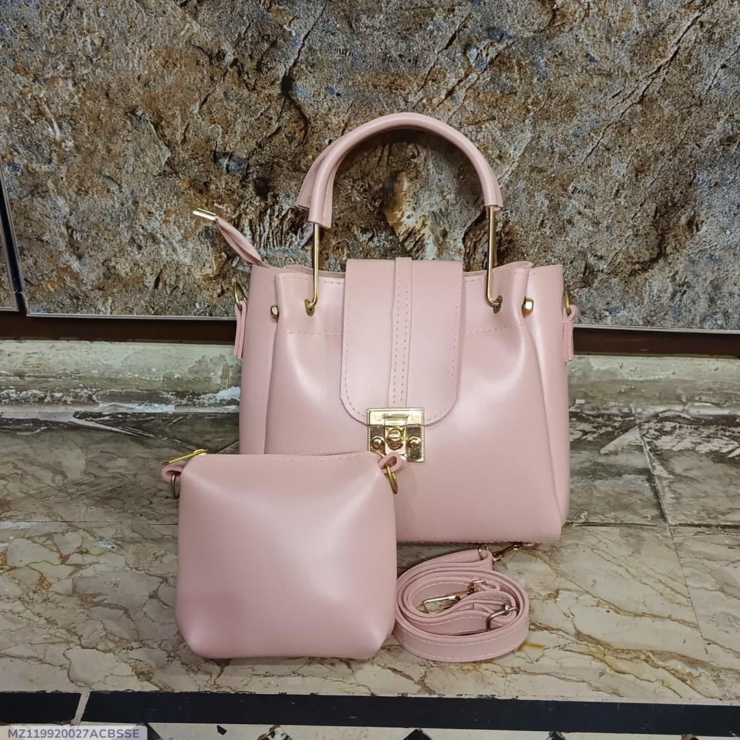 Pink PU Leather Crossbody Bag Set for Women