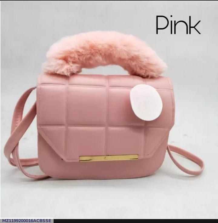 Pink Quilted Rexine Shoulder Bag for Girls