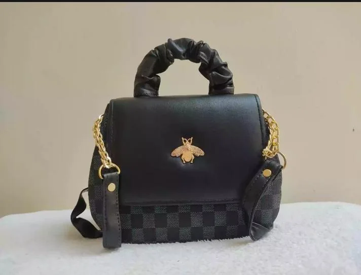 Black Printed Chain Strap Shoulder Bag for Girls