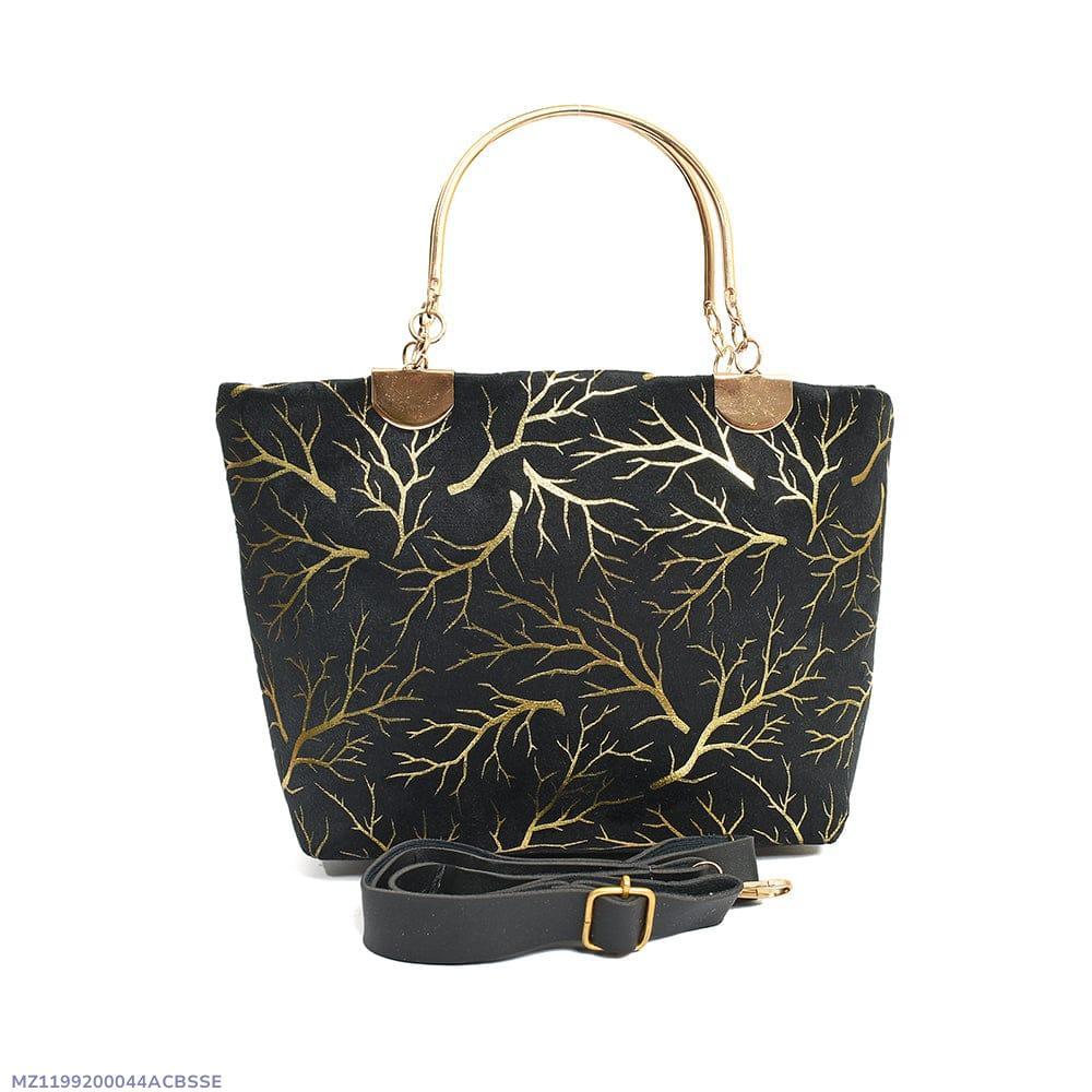 Black Velvet Tree Print Girl's Handbag 10x5x8"