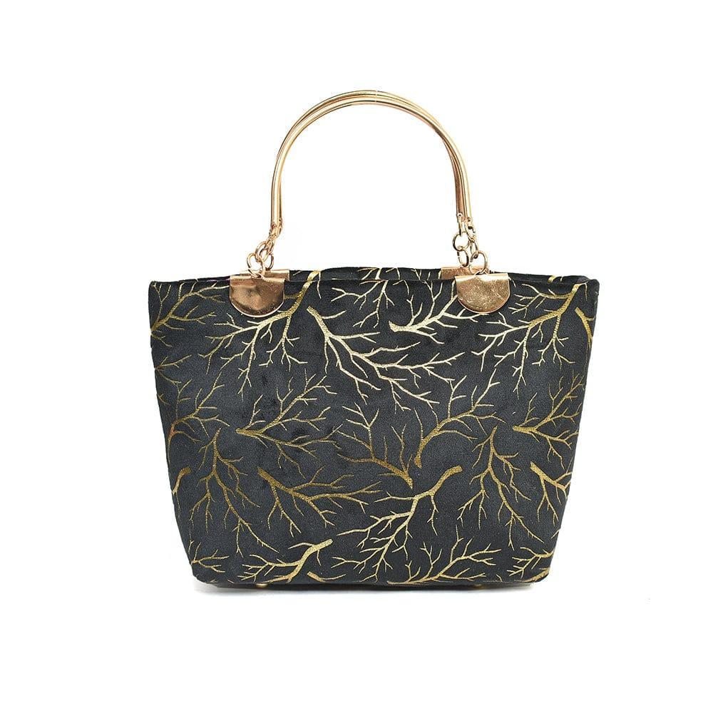 Black Velvet Tree Print Girl's Handbag 10x5x8"
