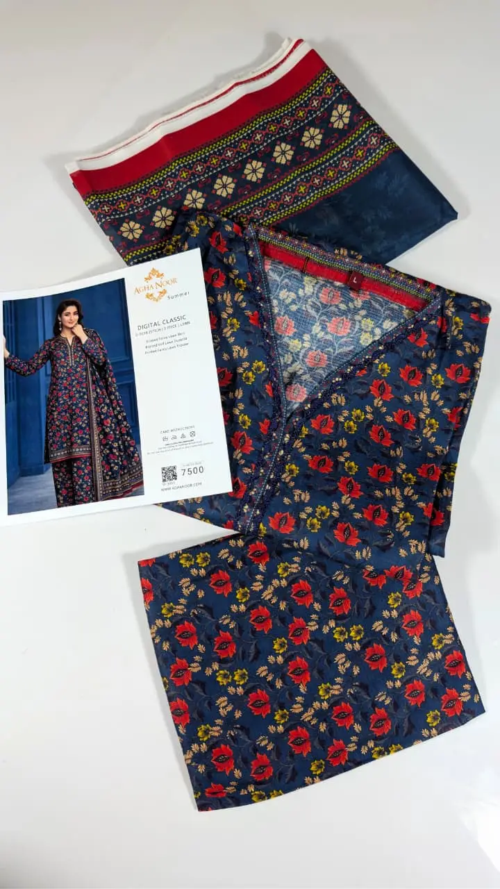 3 Pcs Women's Stitched Lawn Digital Print Suit
