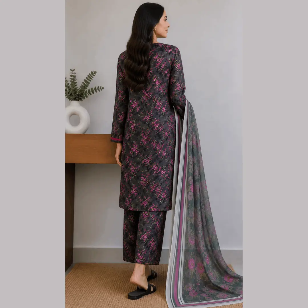 3 Pcs Women's Stitched Lawn Digital Print Suit
