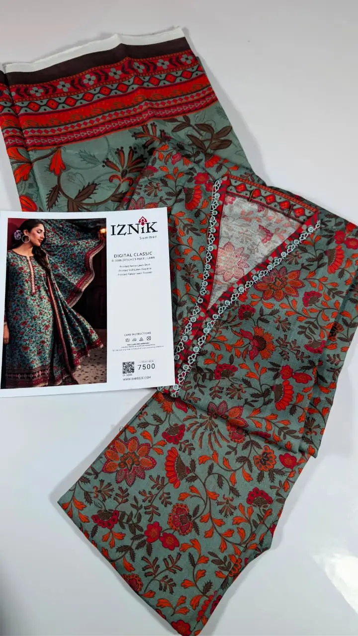 3 Pcs Women's Stitched Lawn Digital Print Suit