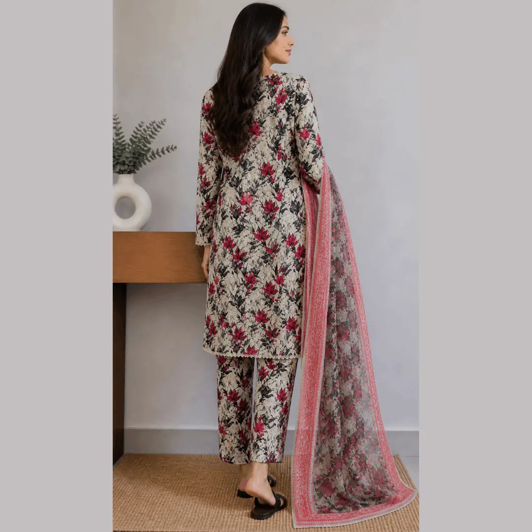 3 Pcs Women's Stitched Lawn Digital Print Suit