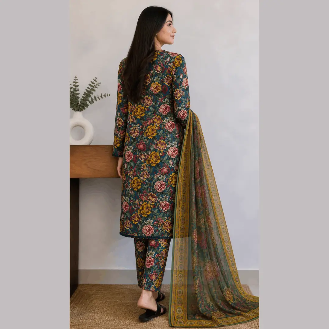 3 Pcs Women's Stitched Lawn Digital Print Suit