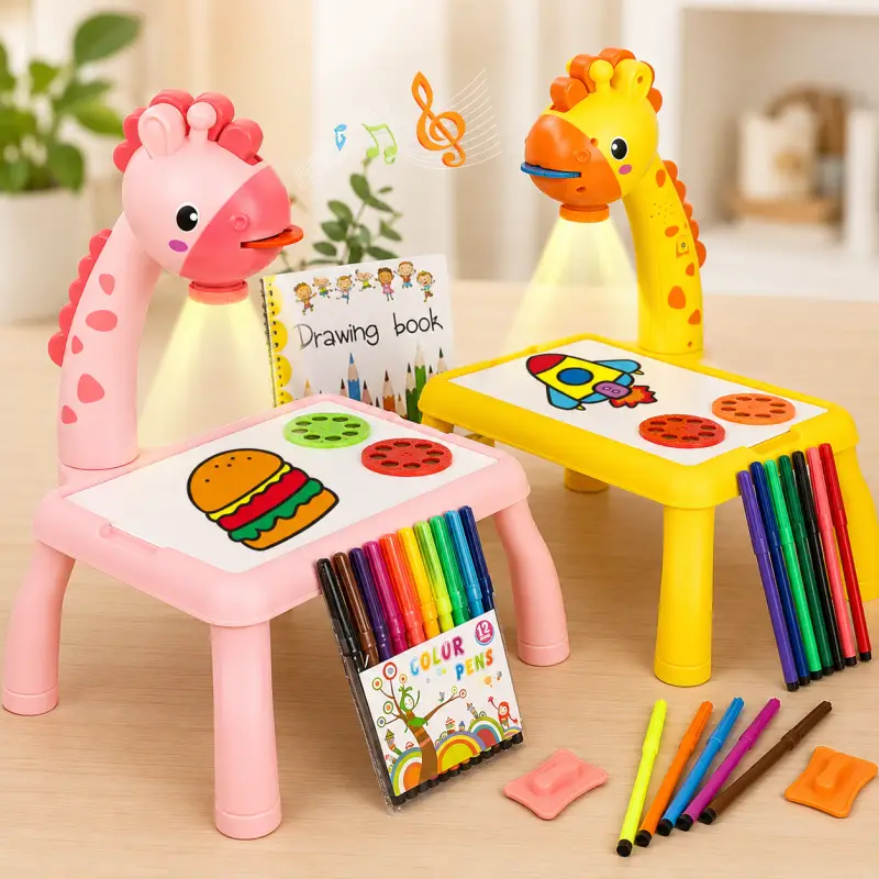 Girl's Plastic LED Projector Art Drawing Table