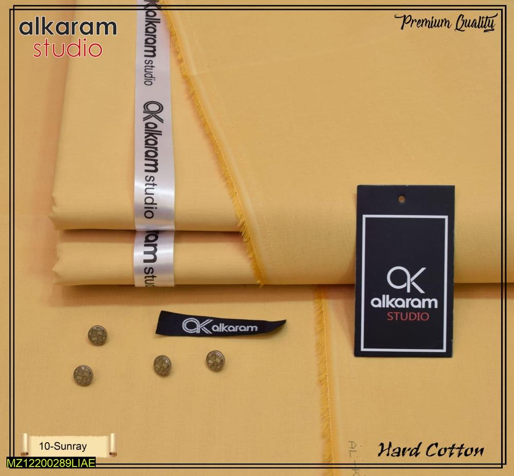 Men Unstitched Paper Cotton Suit Mustard 8 Button Summer Wear