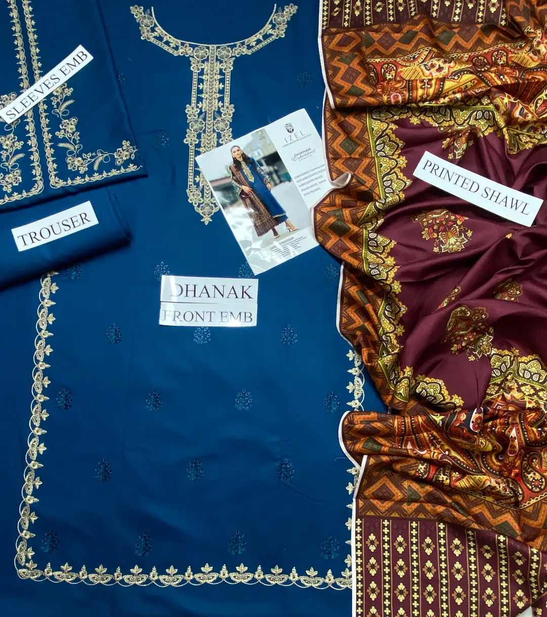 3 Pcs Women's Unstitched Embroidered Suit