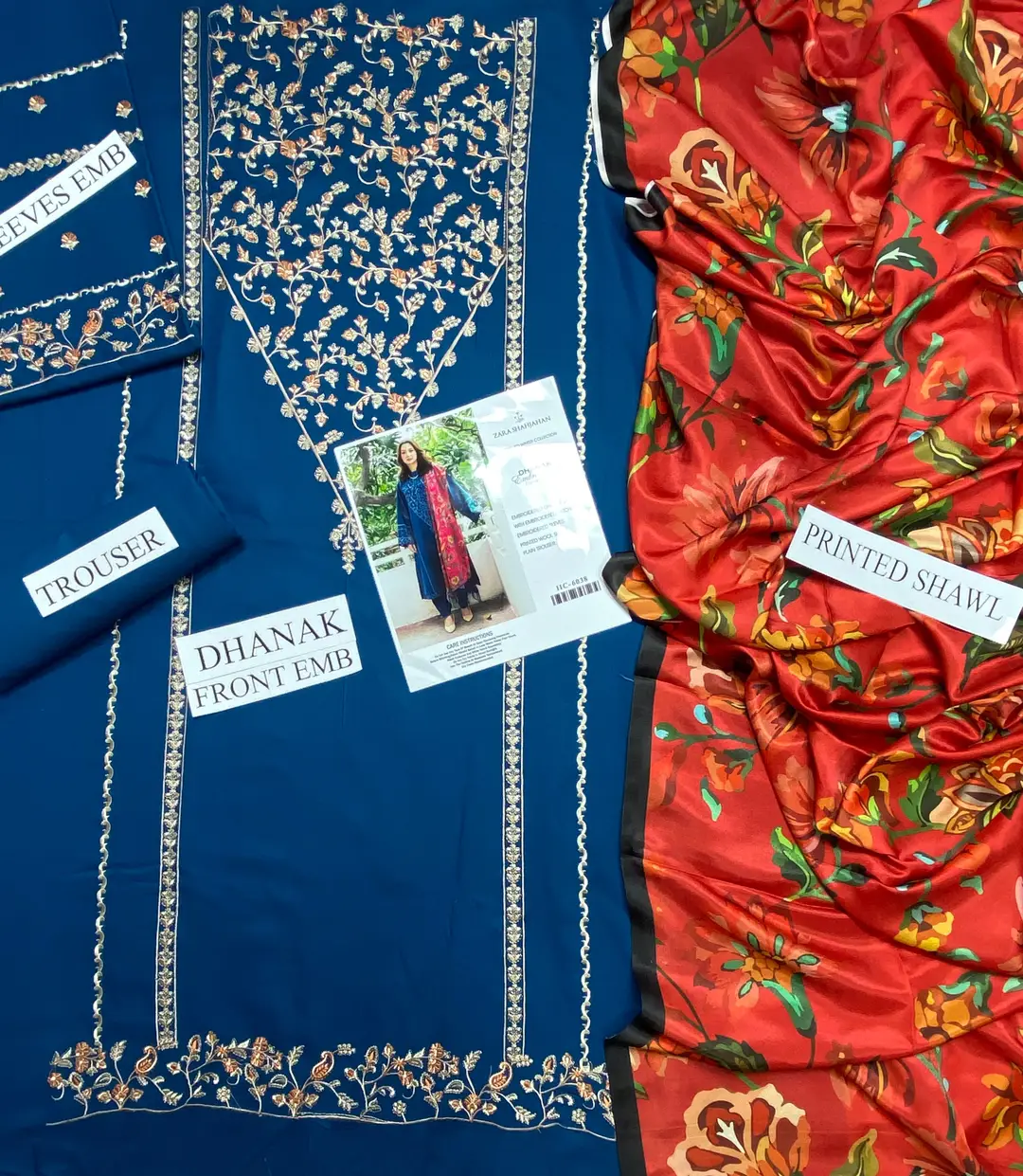 3 Pcs Women's Unstitched Embroidered Suit