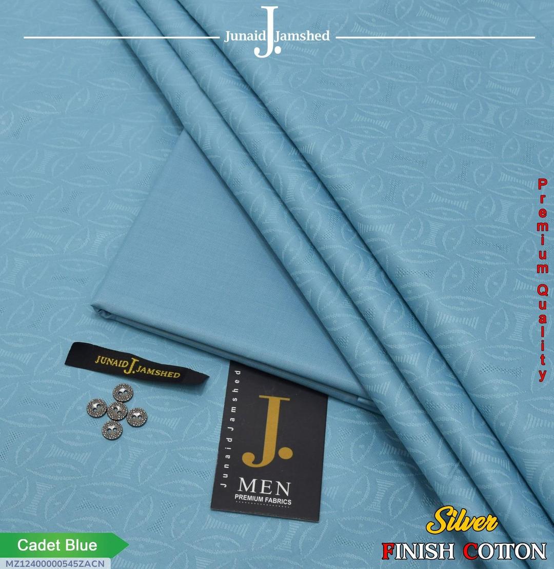 Men's Cadet Blue Textured Hard Cotton Suit with Silver Finish