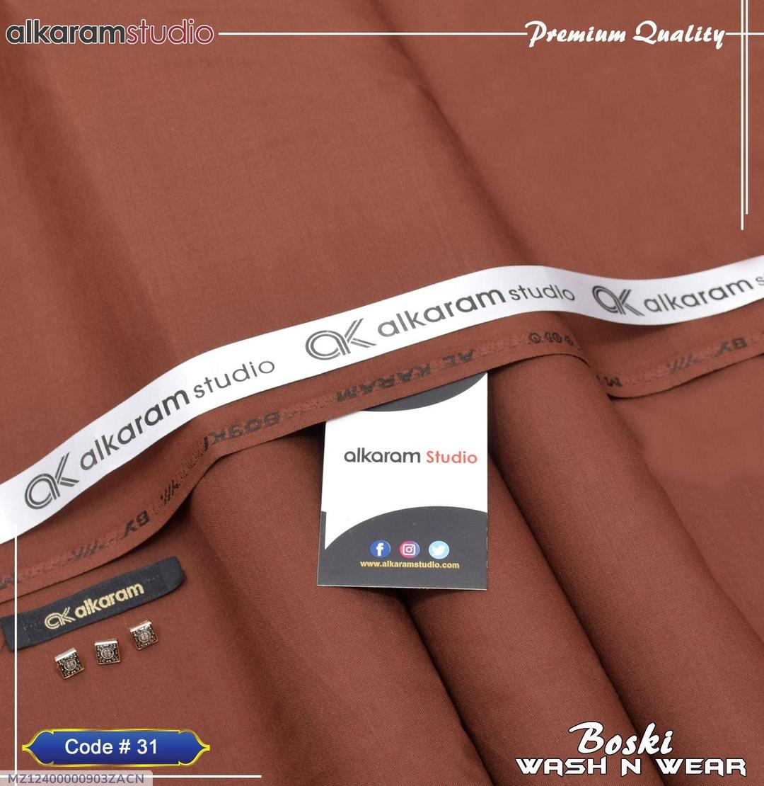 Men's Unstitched Boski Plain Suit Brown 2m Shirt 4m Trouser