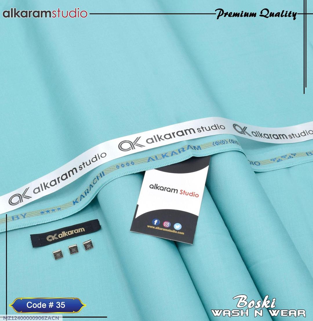 Men's Unstitched Boski Suit Turquoise Plain